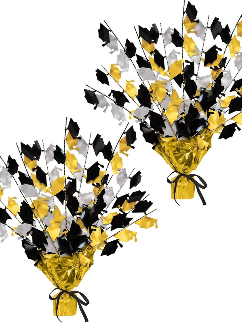 2-Pack Metallic Gleam ’N Burst Centerpiece, Black/Gold/Silver Table Decor for Gr